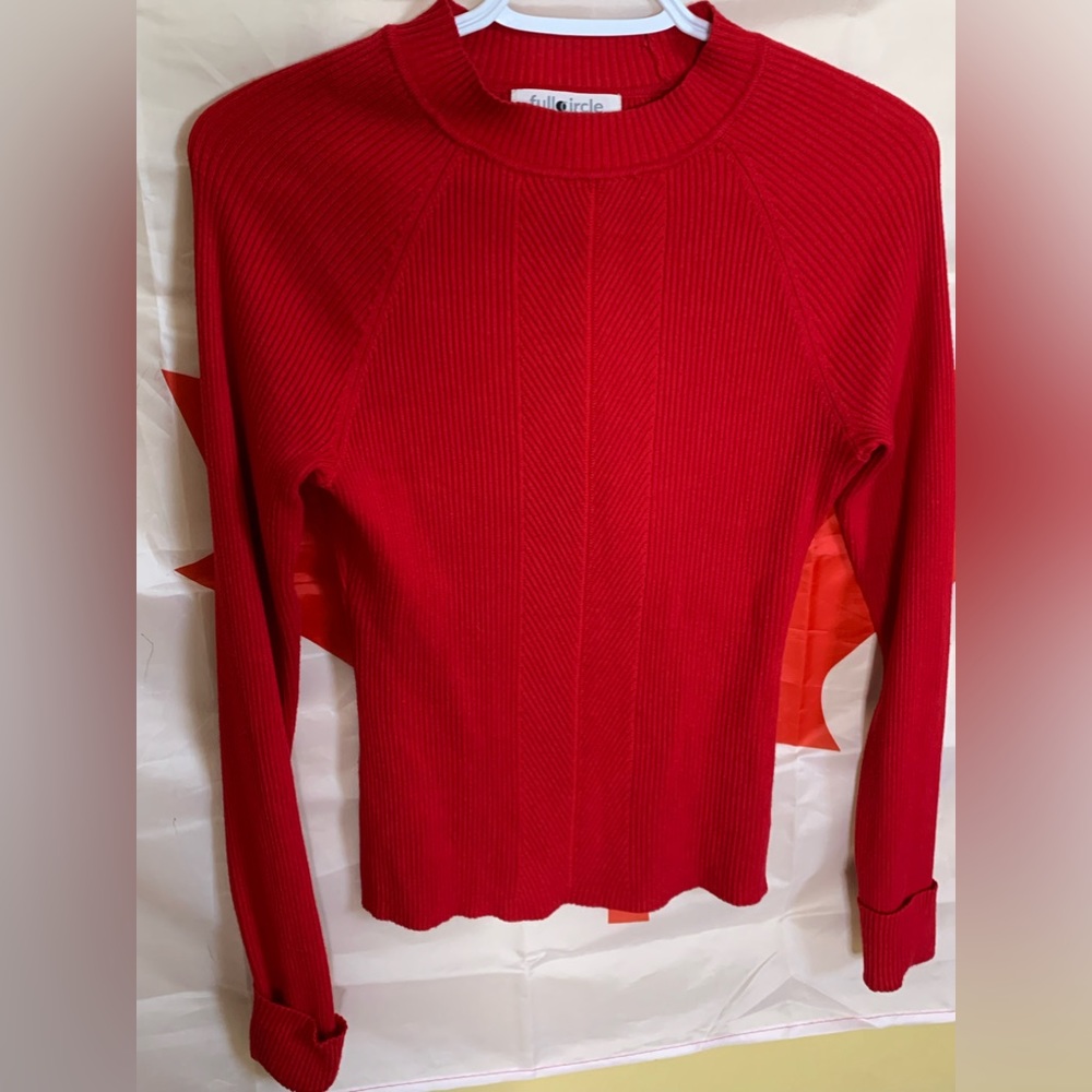 Full Circle Trends V Neck Knit  Pullover Sweater Long Sleeve Size XL